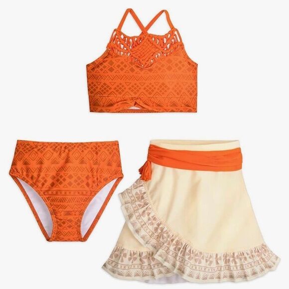 Moana 3 PC Deluxe Swimsuit Girl Size 5/6 Disney Store NWT 2022 Style - Picture 2 of 9